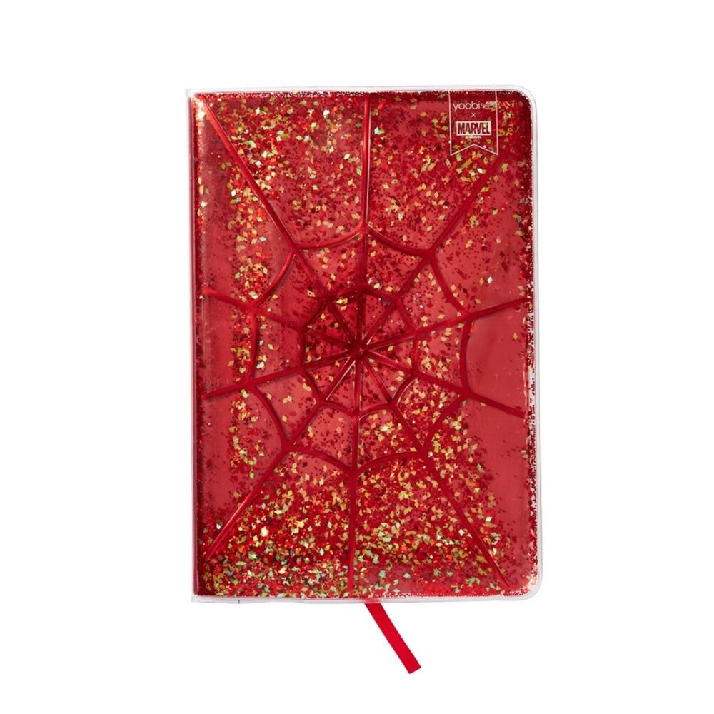 Yoobi Marvel Spider-Man Red Web Liquid Glitter Journal
